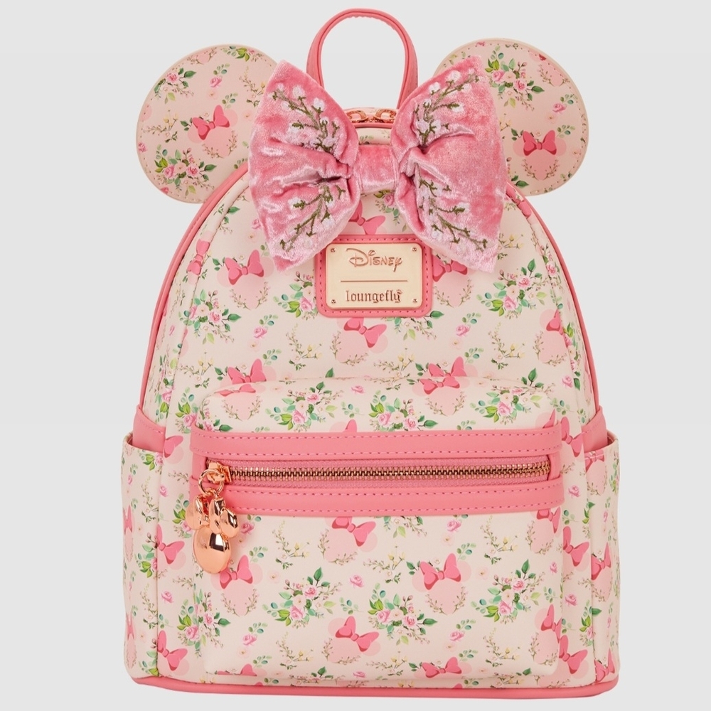 Minnie Mouse  Pink All over Floral Print Disney Loungefly Backpack